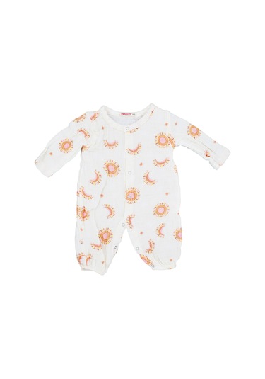 Beberotti Baskılı Organik Bebek Tulumu 259 Bej