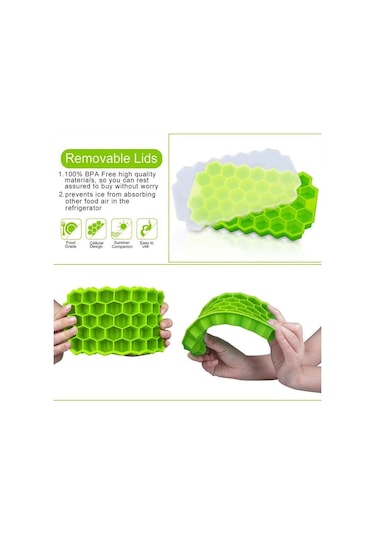 Mor Silikon Tutkallı Kalın 37 Izgara Petek Buz Izgarası Buz Kalıbı Buzdolabı Buz Küpleri Yapmak İçin Buz Kutusunu Çıkarmak Kolay Mor