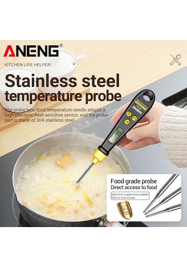Springsun Aneng Htc-6 Dijital Ölçü Kaşığı Ve Mutfak Termometresi - 200g/0.1g Hassasiyet, Lcd Ekran, Cr2032 Pil Pil İle Gönderim , Siyah