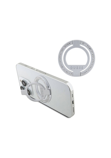 Telefon Arkası Stand Guess Lisanslı Magsafe Şarj Özellikli Taşlı Yüzüklü Magnetik Stand