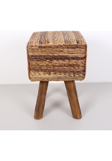 Abaka Kare Puf & Stools-doğal Teak Gövde 33x44x50 Cm Bej