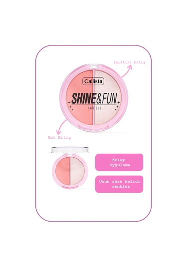 Callista Shine & Fun Face Duo Allık & Aydınlatıcı Paleti 110 Party Gang