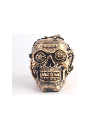 Homyl İnsan Kafatası Heykeli Oyma İskelet Kafa Kemik Heykelcik 10x15x10.5cm