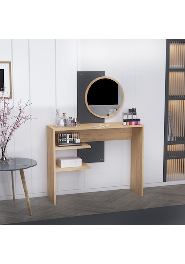 Dali Modern Dekoratif Aynalı Makyaj Masası Safirmeşe Antrasit
