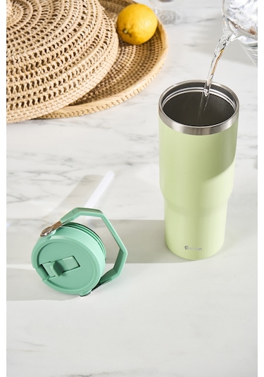 Emsan Star Ice Pipetli Çelik Sızdırmaz Termos Mint 900 Ml Yeşil