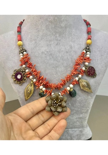 Karışık Taş Tasarım Kolye 204