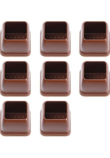 Fortunelane 8 Adet Büyük Boy Kahverengi Kare Ayak Koruması - Sessiz Kaydırmalı, Dayanıklı Tpe + Felt Ped