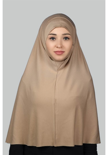 Altobeh Hazır Türban Peçeli Pratik Eşarp Tesettür Nikaplı Hijab - Namaz Örtüsü Sufle 3xl - Koyu Bej Koyu Bej