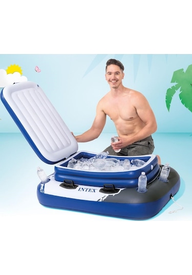 İntex Mega Chill 2 Yüzen Şişme Soğutucu Taşıyıcısı 1ınak58821np Beyaz - Mavi