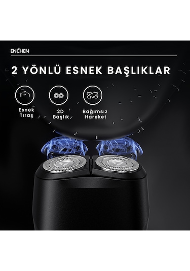 Enchen K3 Siyah Taşınabilir Seyahat Boy Mini Şarjlı Tıraş Makinesi