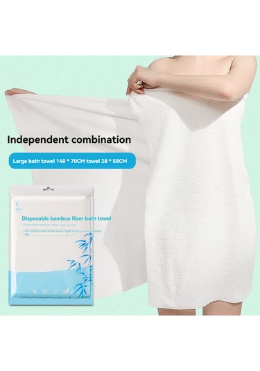 Xiyyadms Seyahat İçin Tek Kullandım Banyo Havlusu Seti - Kalın Pamuklu 140x70 Büyük Havlu + 28x58 Yüz Havlusu, Su Emici, Bağımsız Paket, 3 Kullanıma Dayanır Beyaz