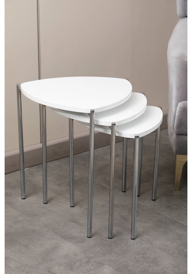 Arpelia Krom Jasmin Zigon Sehpa 3'lü