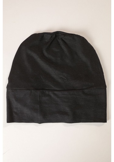 Kadın Tesettür Pratik Hazır Geçme Bone Geçmeli Bone Siyah Siyah-siyah Siyah