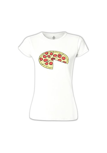 Baba / Anne - Pizza Beyaz Kadın Tshirt 001