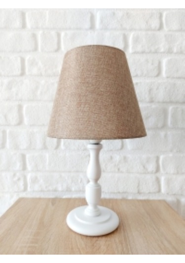 Retro Now Perge Beyaz Ahşap Ayakli Abajur