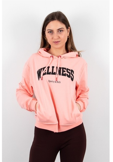 Kadın 2 Iplik Kapüşonlu Sweatshirt Pembe