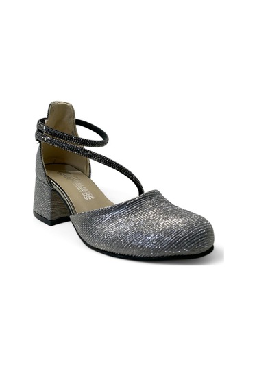 773 Kız Çocuk Topuklu Abiye Ayakkabı Platin