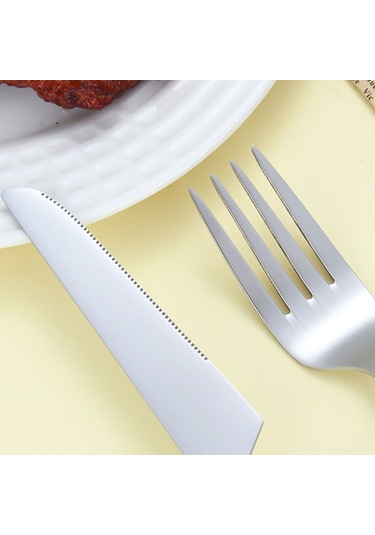 Shineyee 304 Paslanmaz Çelik Gümüş Perl Seramik Kollu Bıçak Çatal Kaşık Seti - Steak Ve Tatlılar İçin Lüks Tabakware Diğer