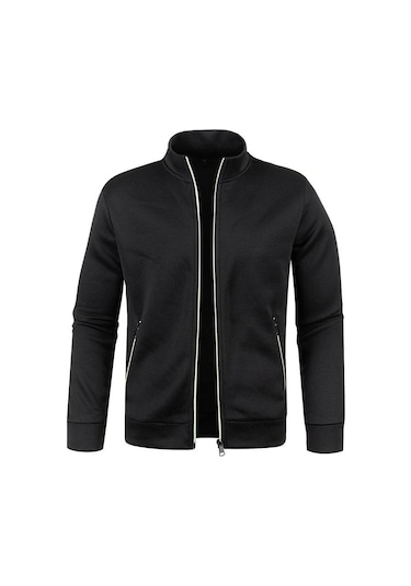 Erkek Hırka Fermuarlı Kapşonlu Siyah Yeşil Gri Kontrast Renkler Ceketler Moda Rahat Yüksek Stand Sweatshirtler Montlar Spor Giyim Yasheng Lacivert