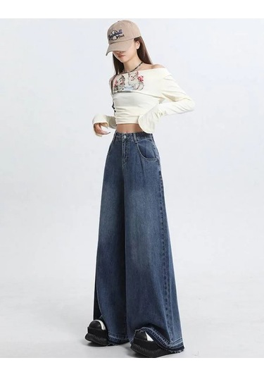 Y2k Oversize Buggy Geniş Ve Düz Çıkan Kot Pantolonlar 431616203 Mavi