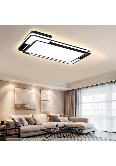 Işık Dikdörtgeni Tavan Lambası Modern Led Aydınlatma Siyah