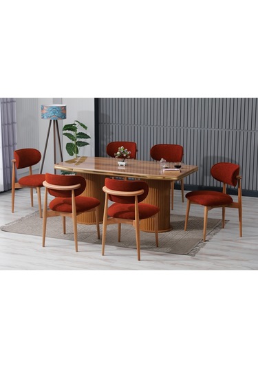 Dior Bohem Masa Sandalye Takımı Mutfak Salon Ofis Takımı Yemek Odası Takımı: Bordo