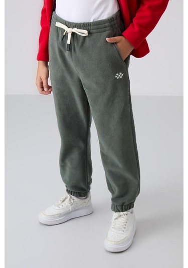 Tommy Life Haki Kalın Yumuşak Dokulu Standart Fit Nakışlı Polar Erkek Çocuk Eşofman Alt - 11220 Haki