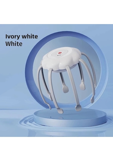Elmpaly Beyaz Usb Şarjlı 3 Ayarlı Ahtapot Tipi Kafa Masaj Aleti Beyaz