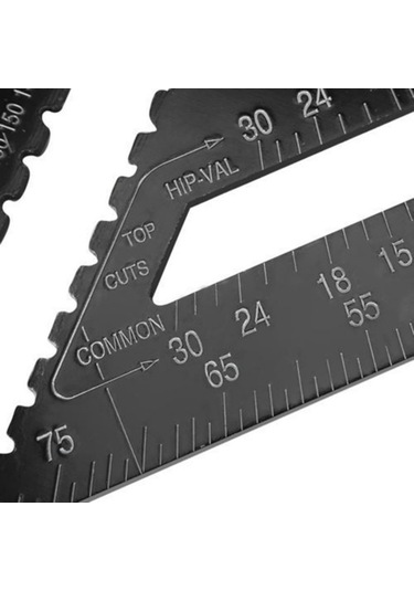 Pazly 12 İncilik Ağaç İşleme Açı Cetveli, Alüminyum, Siyah, Metrik Ölçüm Diğer