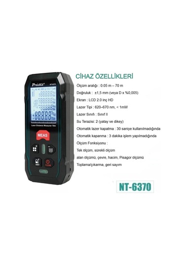 Proskit Nt-6370 Lazer Mesafe Ölçer Lazermetre