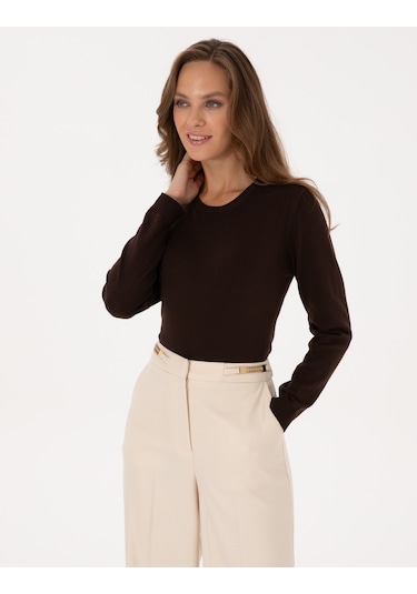 Pierre Cardin Kadın Kahverengi Kazak /triko 50316393-vr029 Kahverengi