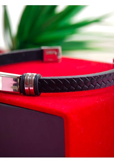 Çelik Derili Bileklik Kişiye Özel İsimli Paslanmaz Derili Çelik İsimli Bileklik 316 L Çelik Altın - Çelik