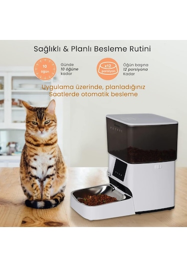 Petfit Elevate X 4l Wi-fi Akıllı Otomatik Kedi Köpek Mama Kabı Besleme Ünitesi Sesli Komut+çelik Kase+app Kontrol