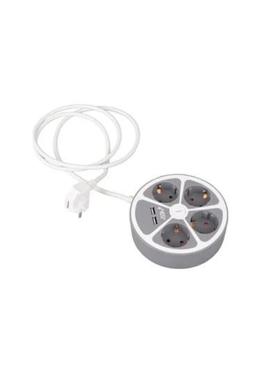 4 Prizli Anahtarlı Grup Priz - 2 Usb, 1.5 Metre 0