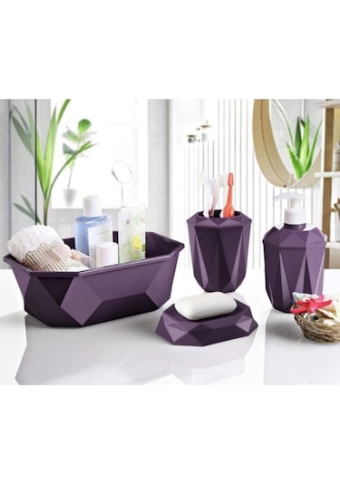 Mor Prizma 4'lü Banyo Seti Mor