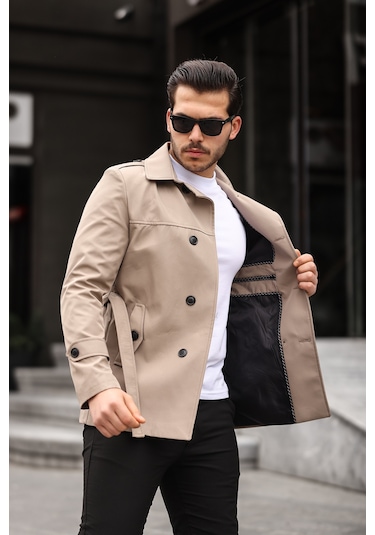 Mero Life Erkek Krem Mevsimlik Astarlı Kemerli Kruvaze Trençkot Krem Mero Life Erkek Krem Mevsimlik Astarlı Kemerli Kruvaze Trençkot Krem