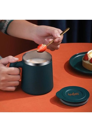 Kırmızı 420 Ml Su Bardağı Haşlanma Önleyici Sızdırmaz Kapaklı Kahve Paslanmaz Çelik Yalıtımlı Isı Bardaklar