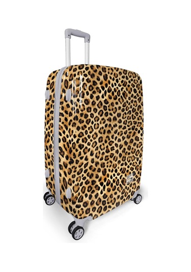 Coral High Kahverengi Leopar Desenli Pc Büyük Boy Valiz 70cm 16843 Kahverengi