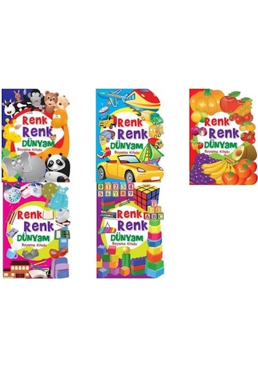 Renk Renk Dünyam Şekilli Boyama Seti 5 Kitap Ema Yayınları