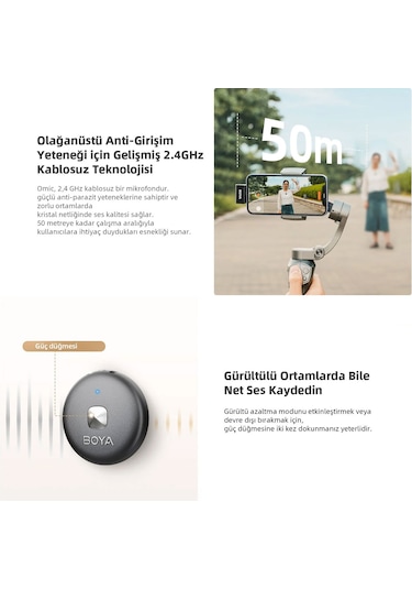 Boya Omic-d Wireless İkili Yaka Mikrofonu Lightning Siyah