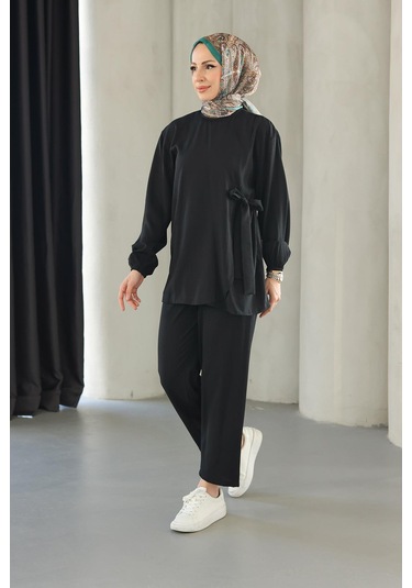 Bağlama Detaylı Takım Siyah Siyah