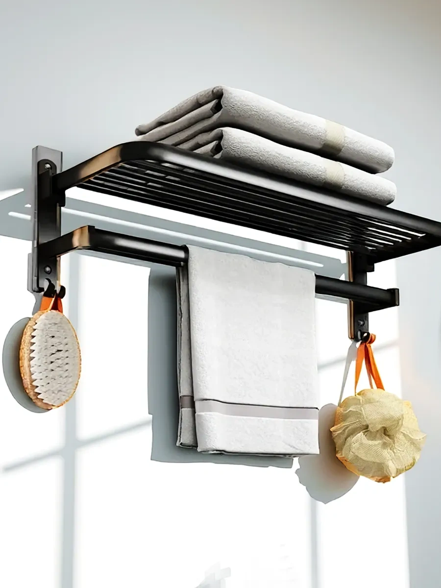 Supretto Katlanabilir Düz Banyo Rafı 60 Cm 311642535 Siyah