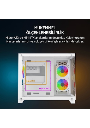 Teknoteg - James Donkey Stark S700 3xargb Temperli Cam Matx Beyaz Gaming Oyuncu Kasa