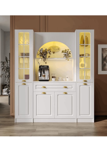 Guneystore Armoni Gold Maxi Kahve Köşesi Komple Mdf Beyaz