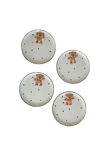Teddy Bear 4 Adet Kabartma 21cm Tabak Çok Renk