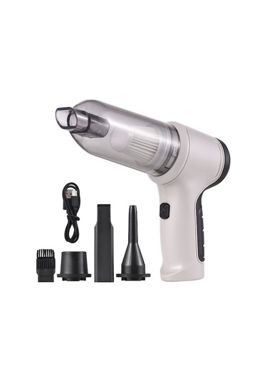 Gri Ev-araç İkili Kullanimlı El Fırçası Süpürge: Usb Şarjlı, 9000pa Emme Gücü, Lastik Pompa Ve Havalandırıcı Fonksiyonu, 2x2000mah Lityum Pil Gri Gri