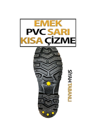 Pvc Kısa Çizme Sarı Tabanı Siyah
