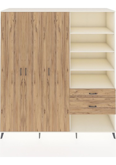 Kronos Dolap 16 Raflı 2 Çekmeceli 3 Kapaklı 220x59x243 Aytaşı-çam/çam Atlas Çam/atlas Çam