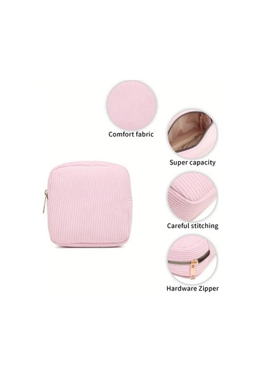 Honeybeeshop Hafif Bej Makaj Çantası Seyahat Organizatörü Çok Bölmeli Fermuarlı Bej