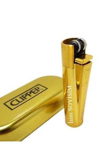 Mobgift İsme Özel Metal Taşlı Gazlı Çakmak Gold